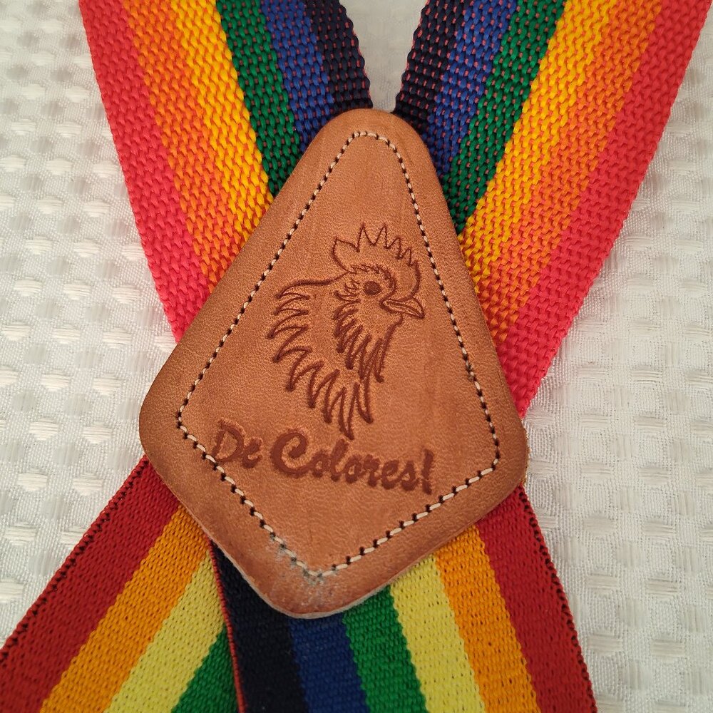 Rainbow Suspenders, De Colores, Rooster, Clip-on, Adjustable